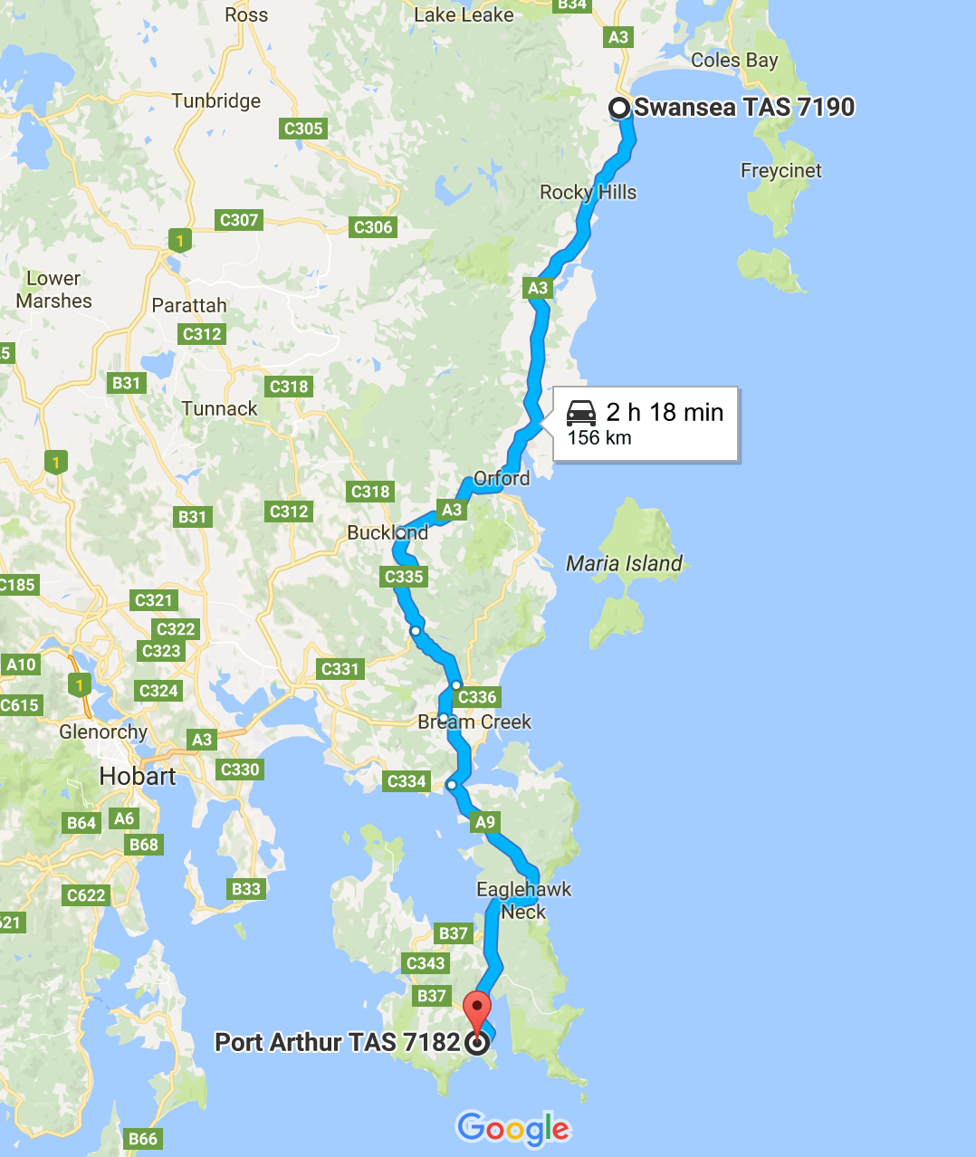 tasmania port arthur swansea road trip itinerary